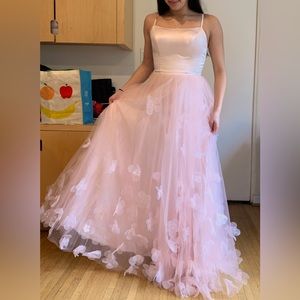 Elegant Petal Pink Prom Gown